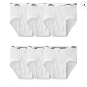 Fruit of the Loom Men's Classic Full Cut White Briefs - 6 Pack 2XL NWT